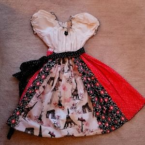 Beautiful Paris Flower dress with black polka dot dress